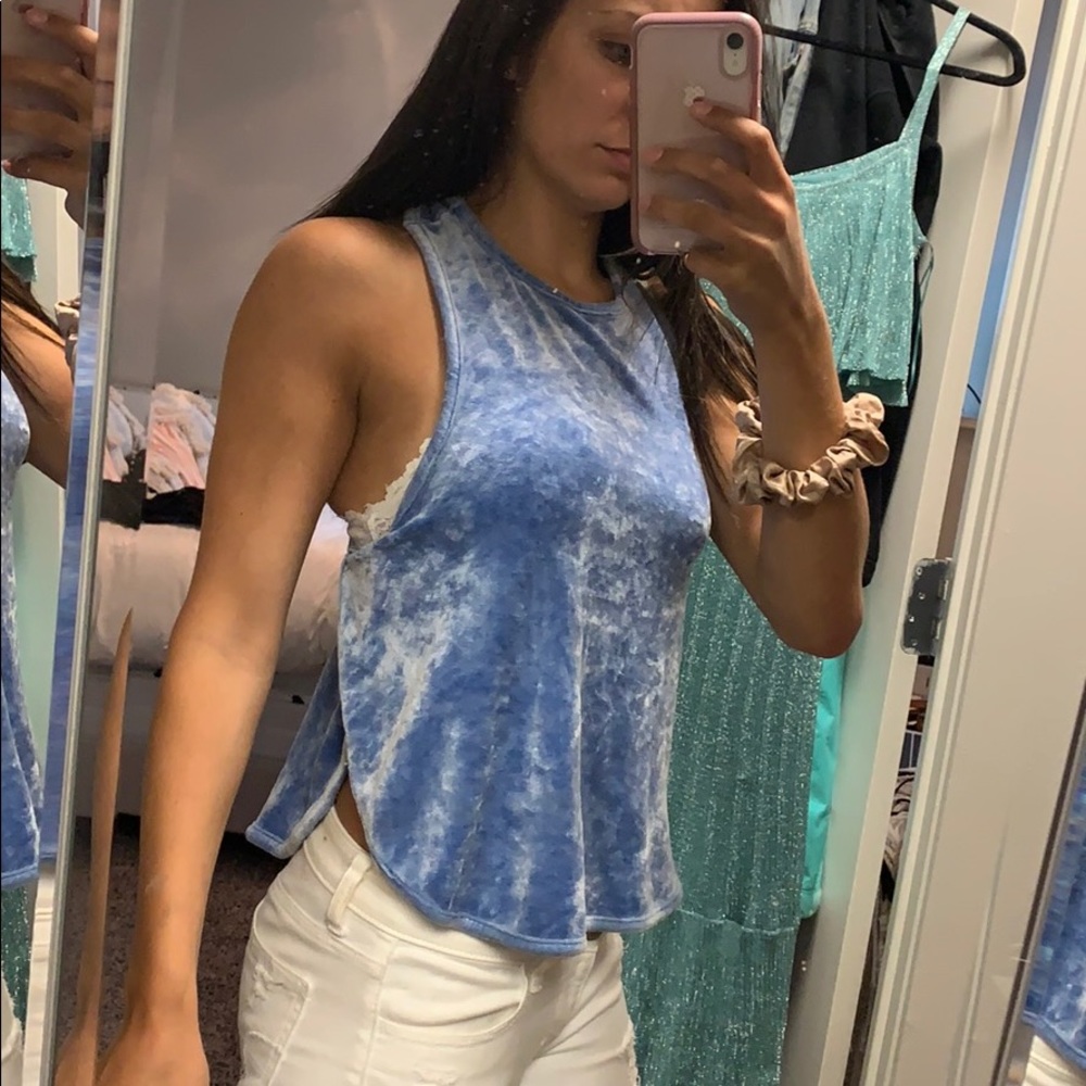 Free people velour tank top with slit